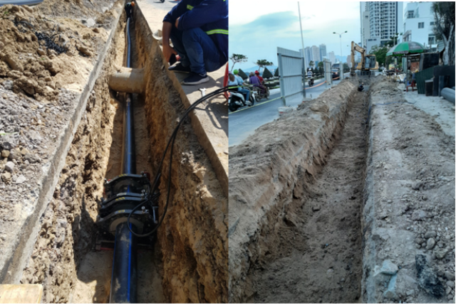 Công tác thi công tuyến ống HDPE D400