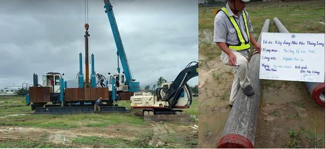 Nghiệm thu công tác ép cọc PHC.