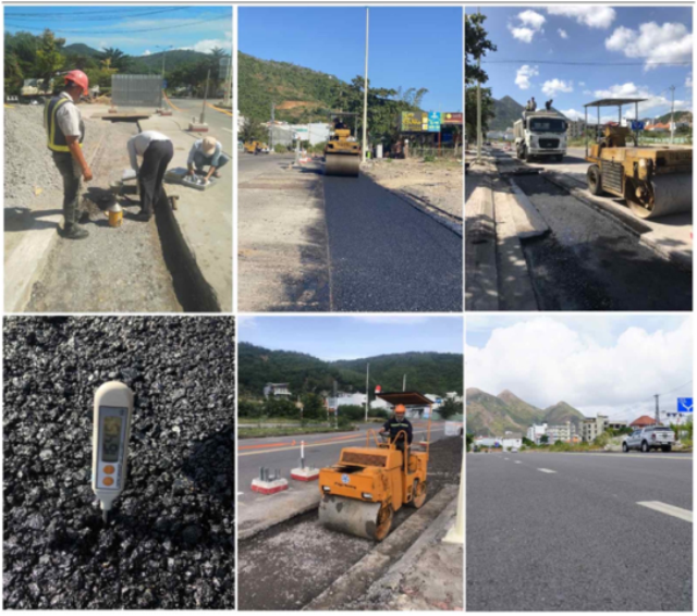 Công tác thi công đầm chặt và thảm nhựa hoàn trả