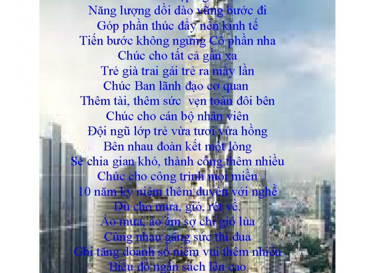 Thơ Chúc 10 Năm Thành Lập Công Ty